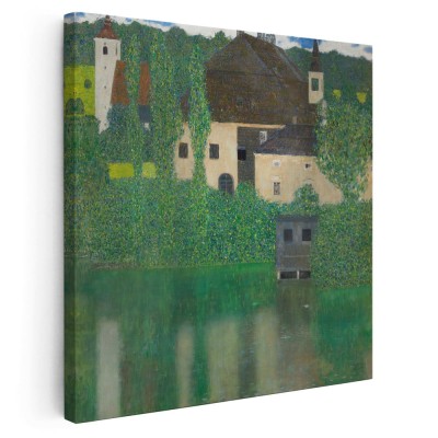 Tablou pictura Castel pe apa de Gustav Klimt 2013 Tablou canvas pe panza CU RAMA 80x80 cm foto