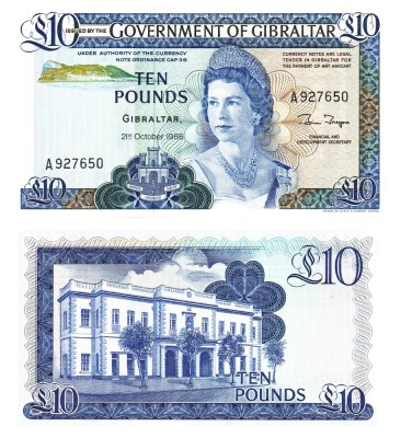 Gibraltar 10 Pounds 1986 P-22 UNC foto