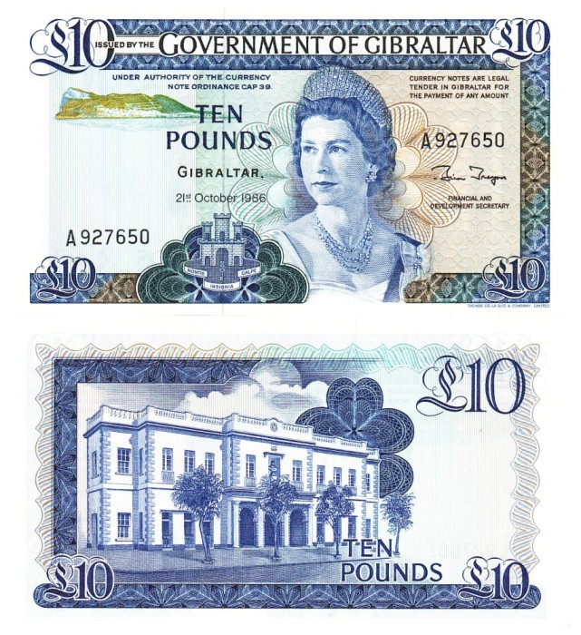 Gibraltar 10 Pounds 1986 P-22 UNC