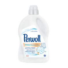 Detergent Lichid de Rufe Albe PERWOLL White & Fiber, 2.7 L pentru 45 Spalari, Detergent pentru Haine Albe, Detergent Lichid pentru Haine Albe, Solutii