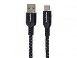 Cablu USB 3.2-A la USB type C T-T 2m brodat Negru, ku31cx2