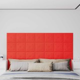 Panouri perete 12 buc. roșu, 30x30 cm, piele ecologică, 1,08 m&sup2;
