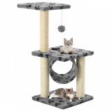 VidaXL Ansamblu pisici cu st&acirc;lpi funie sisal gri 65 cm imprimeu lăbuțe