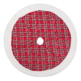 Fustă Brad, Model Clasic, Culoare Roșu Cu Carouri, Fulgi Albi și Margine De Blană Albă, Diametru 90cm, Poliester