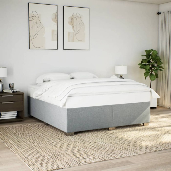 Cadru de pat fără saltea, gri deschis, 200x200 cm, textil