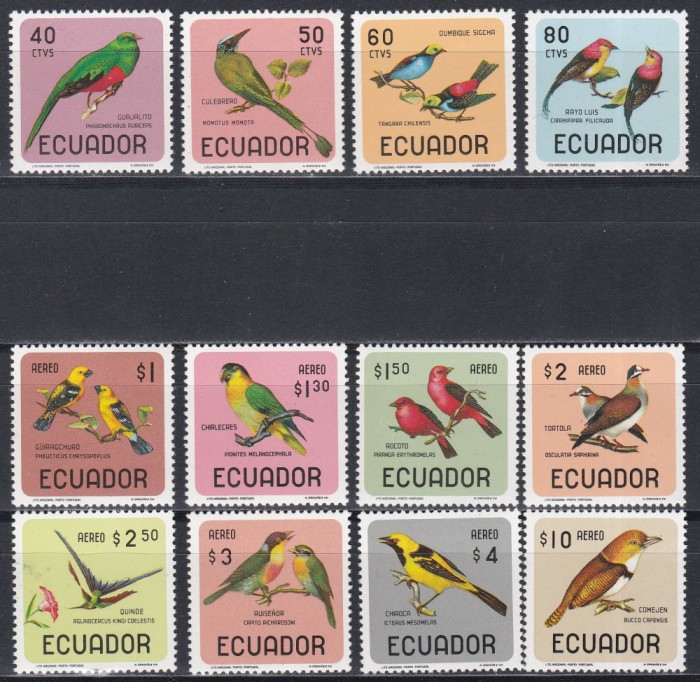 Ecuador 1966 - Păsări, Serie + PA, MNH