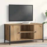 VidaXL Dulap TV, stejar artizanal, 100x40x50 cm lemn prelucrat și oțel