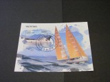 Coliță Filatelică Liberia 2023 &ndash; &quot;Yachting&quot;, Iaht cu Vele Portocalii, Timbru $850 Obliterat, Stampilat