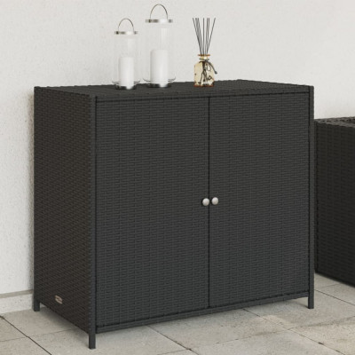Gossi dulap depozitare de gradina, negru, 83x45x76 cm, poliratan foto