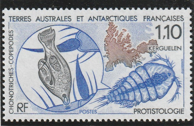 Taaf 1990 - Fauna , Peste , Parazit al somonului salbatic,dantelat,MNH,Mi.259