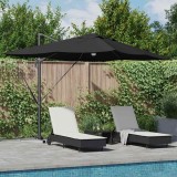 VidaXL Umbrela Cantilever Roma cu LED-uri Negru, Dimensiuni: 352x251x265 cm, din Aluminiu.