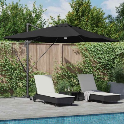 vidaXL Parasol Roma cu Picior &amp;Icirc;ncărcat Negru, Negru 352 x 251 x 265 cm foto