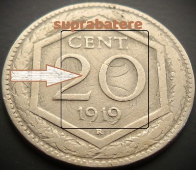 Moneda istorica 20 CENT / CENTI - ITALIA, anul 1919 * cod 4322 = REBATERE PESTE ANUL 1894 foto