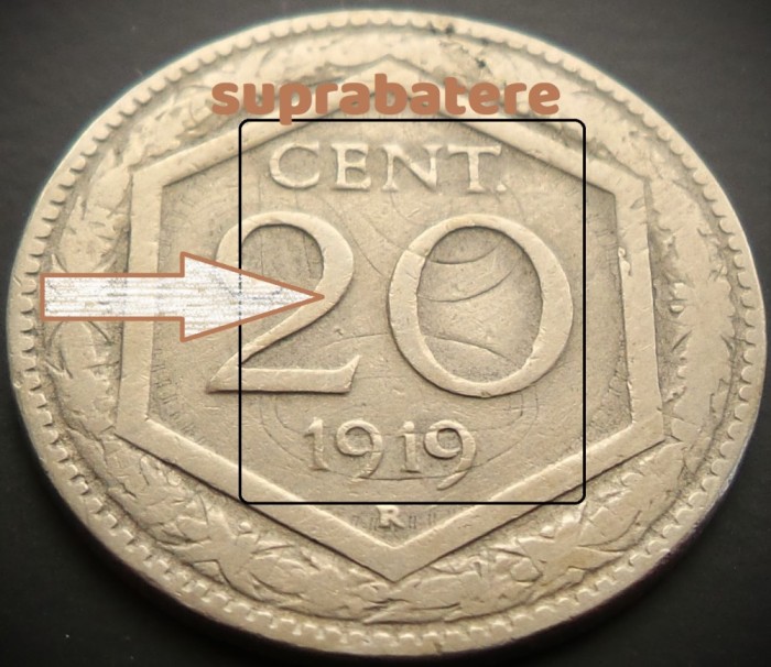 Moneda istorica 20 CENT / CENTI - ITALIA, anul 1919 * cod 4322 = REBATERE PESTE ANUL 1894