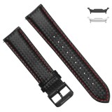 Curea piele compatibila Samsung Galaxy Watch8 44mm, Negru/Rosu