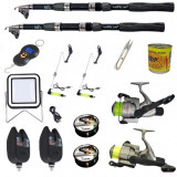Set complet de pescuit sportiv cu lanseta Wind Blade de 3 m,mulinete Cobra, 2 senzori si accesori