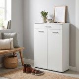 Cumpara ieftin Dulap Multifuncțional pentru Hol, Baie sau Bucătărie, 2 Uși, 1 Sertar, Alb - Natur, 73x108x35 cm