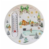 Termometru Craciun ceramica multicolora cu magnet II &Oslash; 8 cm