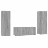 Cumpara ieftin Set dulap TV, 3 piese, gri sonoma, lemn prelucrat