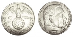 q410 GERMANIA NAZISTA 5 MARCI REICHS MARK 1937 D ARGINT EF