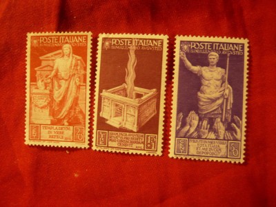 3 Timbre Italia 1937 Aniversare Kaizer Augustus 2000 Ani - fara guma foto