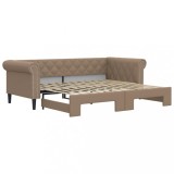 Cumpara ieftin Pat de zi cu extensie, cappuccino, 90x200 cm, piele ecologica