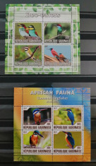 BC24, GABON, 2 BLOCURI PRIVATE LOCAL ISSUE, FAUNA, PASARI foto