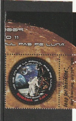ROMANIA 2009 LP 1836 APOLLO 11 40 ANI PRIMUL PAS AL OMULUI PE LUNA MNH NEST foto