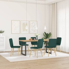 vidaXL Scaune de bucătărie, 6 buc., verde &icirc;nchis, material textil