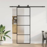 VidaXL Ușă glisantă cu set de feronerie neagră 76x205 cm Sticlă ESG