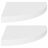 Rafturi colț de perete, 2 buc., alb, 35x35x3,8 cm, MDF