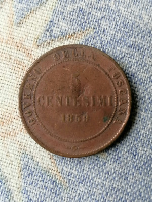 MONEDA 5 CENTESIMI 1859.GOVERNO DE LA TOSCANA. ITALIA. foto