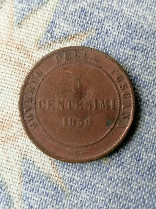 MONEDA 5 CENTESIMI 1859.GOVERNO DE LA TOSCANA. ITALIA.