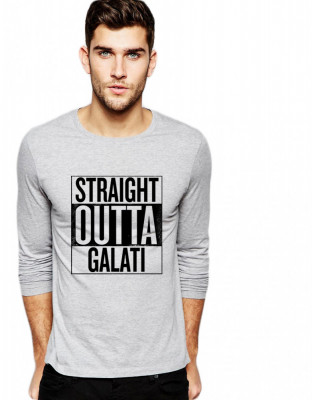Bluza barbati gri cu text negru - Straight Outta Galati - XL foto