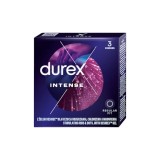 Cumpara ieftin Prezervative cu striații DUREX Intense, cu efect de stimulare clitoridiană și intensificare orgasm feminin, 56 mm, 1 cutie x 3 buc