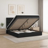 Cumpara ieftin Pat ottoman cu saltea cu headboard Negru 180 x 200 cm Tesatura