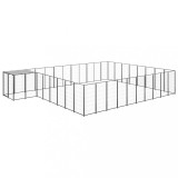 VidaXL Padoc pentru c&acirc;ini, negru, 25,41 m&sup2;, oțel