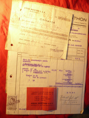 Factura cu Antet Firma DEW -Otelul Marathon 1943 Bucuresti ,cu Timbre Fiscale foto