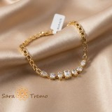 Bratara Elara cu zirconia, placaj triplu cu aur 14K, reglabila