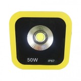 Proiector LED 50W Alb Rece 220V Rama Galbena
