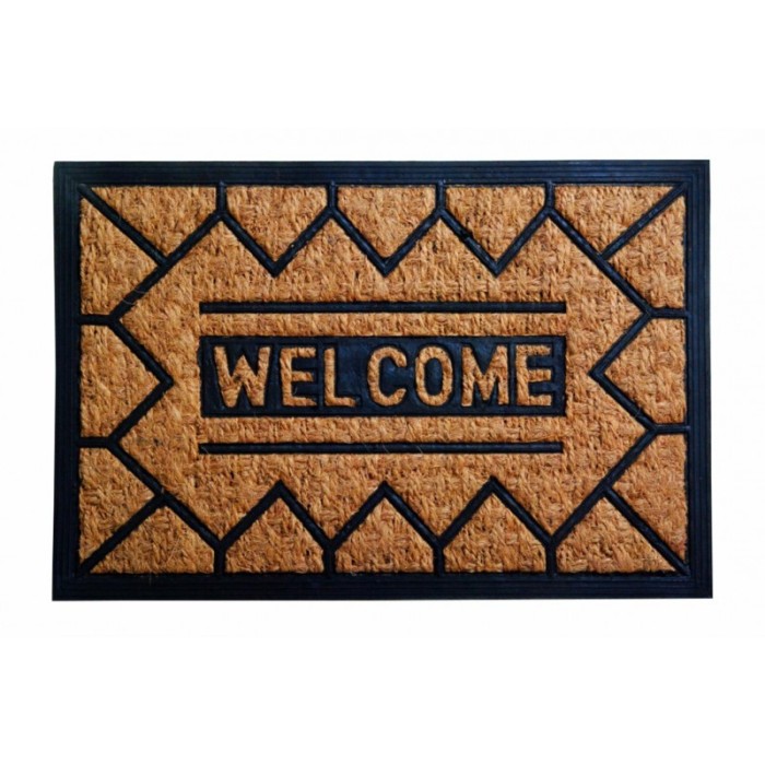 Covoras intrare Panama Mary Vanora, 60 x 40 cm, cauciuc/fibre de cocos, Bej/Negru