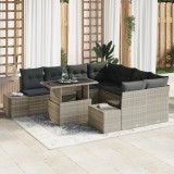 vidaXL Set de canapele de grădină , 9 piese, cu perne, gri deschis, ratan sintetic