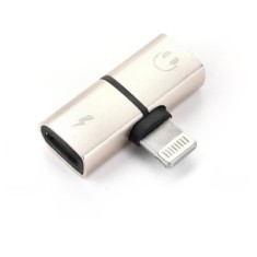 Adaptor USKUS 1xLightning tata la 2xLightning mama , Audio + Incarcare, auriu