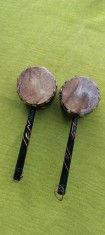 Instrument de percutie din lemn si piele de porc 2 buc