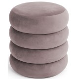 Taburet tapitat Snuggo cu spatiu de depozitare, velur, diametru 42 cm, inaltime 45 cm, roz pudrat Household NewTrend