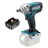 Makita DTW190Z + BL1830B - Masina de insurubat cu impact patrat 1/2 inch 190 Nm M8-M16 + Acumulator Li-Ion 18 V 3 Ah