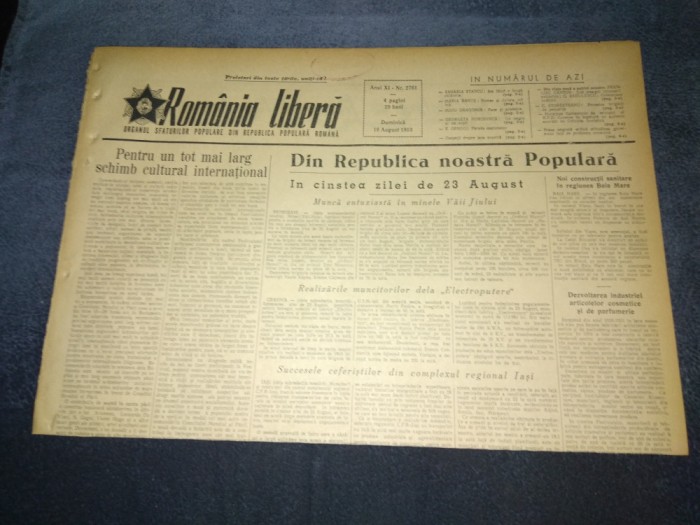 ZIARUL ROMANIA LIBERA 16 AUGUST 1953