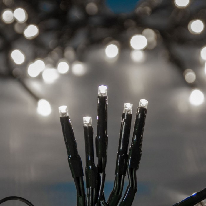 Instalație Lumini LED, 180 Becuri, Alb Rece, Cablu Verde, 12m, Programe, IP44