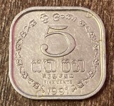 C50 - Moneda foarte veche - Sri Lanka - 5 centi - 1991