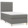 Pat box spring cu saltea, gri inchis, 100x200 cm, textil